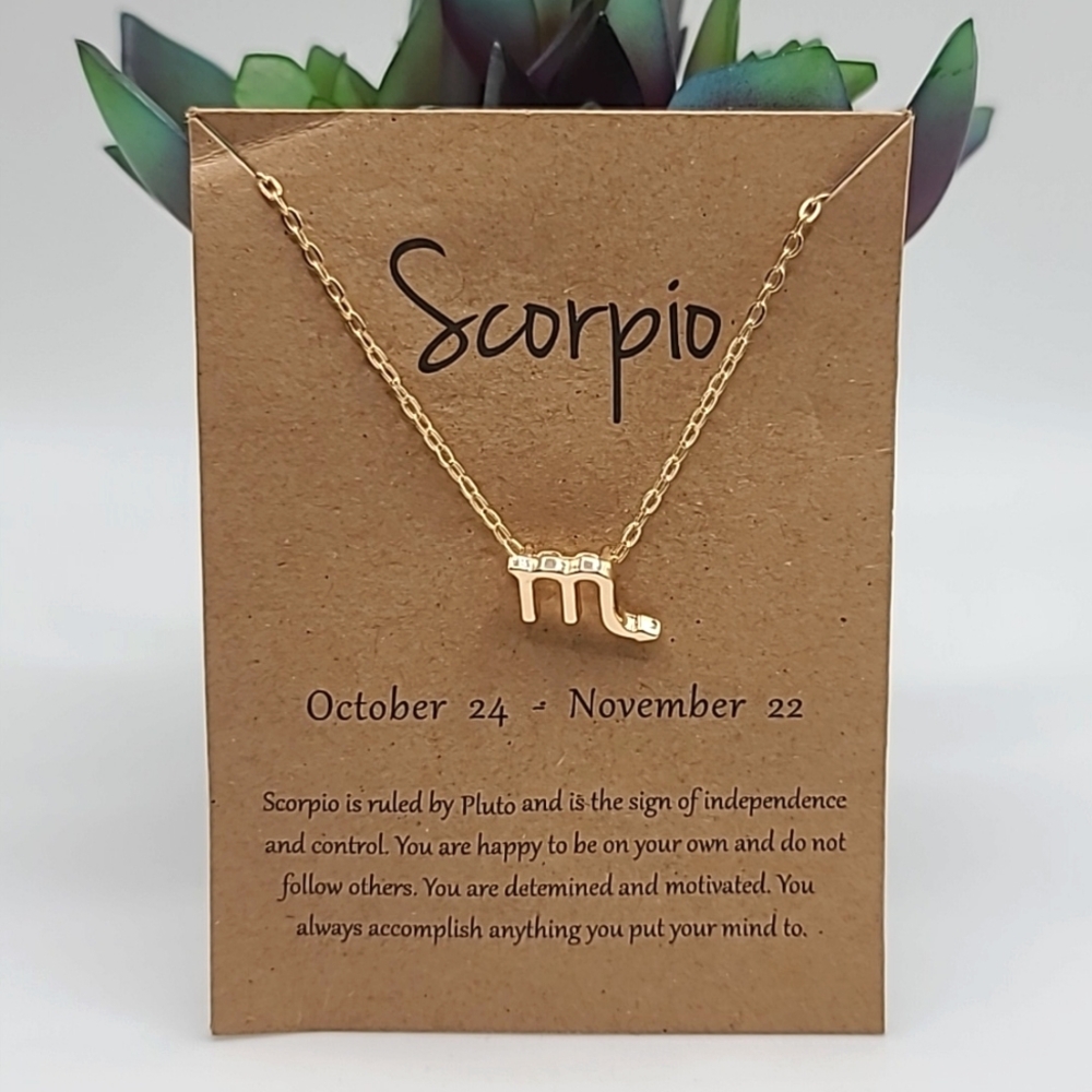 Gold Scorpio Zodiac Astrological Star Sign Necklace